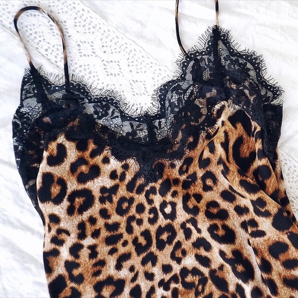 NEW! Eyelash Lace Silky Leopard Cami Top - Picture 8 of 9